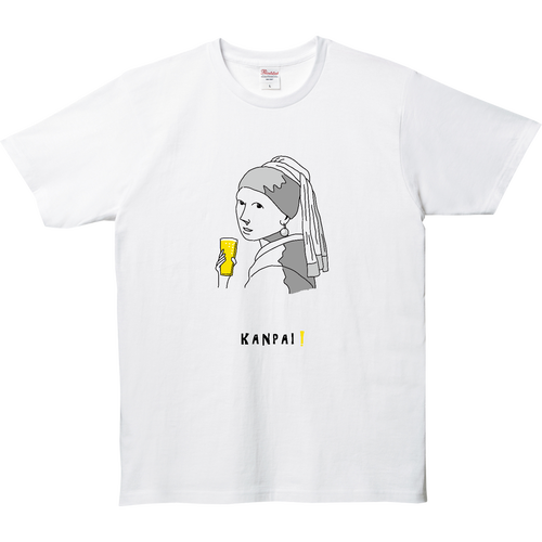 真珠の耳飾りの少女×BEER 黒線画 | 5.0オンス ベーシックTシャツ 5.0オンス ベーシックTシャツ