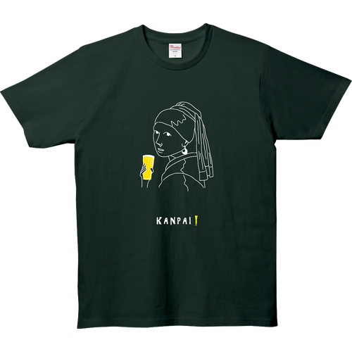 真珠の耳飾りの少女×BEER 白線画 | 5.0オンス ベーシックTシャツ 5.0オンス ベーシックTシャツ