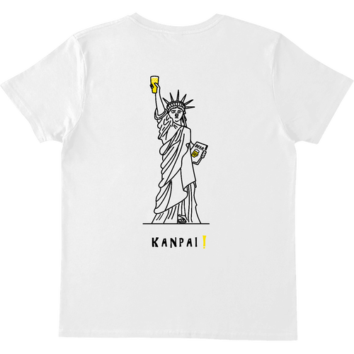 自由の女神×BEER 黒線画 バックプリント | ヘビーウェイトTシャツ ヘビーウェイトTシャツ