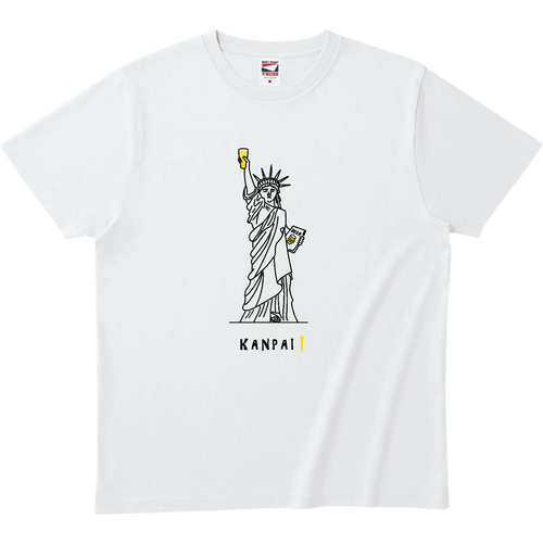 自由の女神×BEER 黒線画 | ヘビーウェイトTシャツ ヘビーウェイトTシャツ
