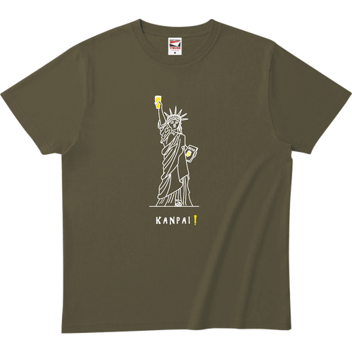 自由の女神×BEER 白線画 | ヘビーウェイトTシャツ ヘビーウェイトTシャツ
