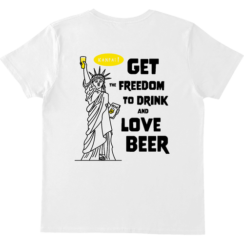 自由の女神×BEER 黒メッセージ バックプリント | ヘビーウェイトTシャツ ヘビーウェイトTシャツ