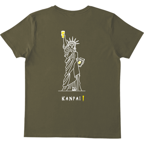 自由の女神×BEER 白線画 バックプリント | ヘビーウェイトTシャツ ヘビーウェイトTシャツ