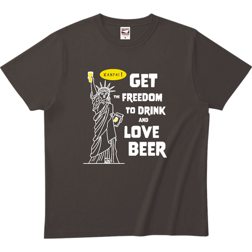 自由の女神×BEER 白メッセージ | ヘビーウェイトTシャツ ヘビーウェイトTシャツ