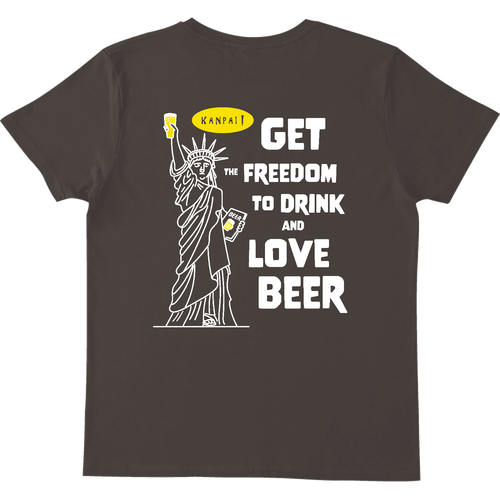 自由の女神×BEER 白メッセージ バックプリント | ヘビーウェイトTシャツ ヘビーウェイトTシャツ