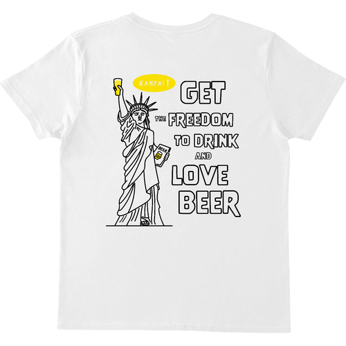 自由の女神×BEER 袋文字黒メッセージ バックプリント | ヘビーウェイトTシャツ ヘビーウェイトTシャツ