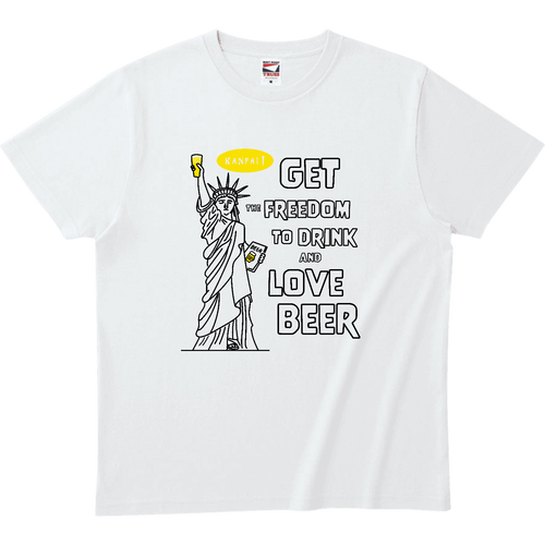 自由の女神×BEER 袋文字黒メッセージ | ヘビーウェイトTシャツ ヘビーウェイトTシャツ