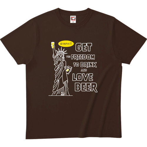 自由の女神×BEER 袋文字白メッセージ | ヘビーウェイトTシャツ ヘビーウェイトTシャツ