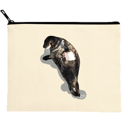 Witje back print キャンバスフラットポーチ（M）【白プリント有】