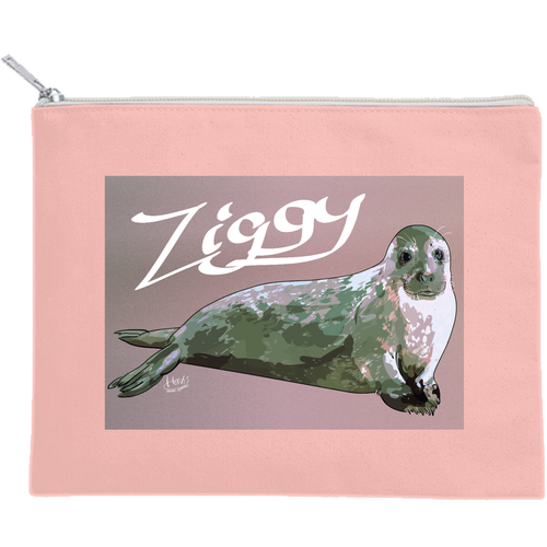 Ziggy like a star キャンバスフラットポーチ（M）【白プリント有】