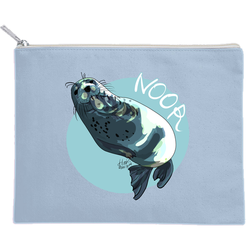 Noor say hello キャンバスフラットポーチ（M）【白プリント有】