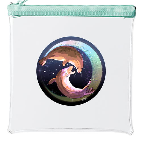 Seals dancing in the moonlit night カラーファスナークリアポーチ（S）