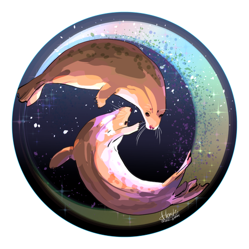 Seals dancing in the moonlit night アクリルコースター（丸）