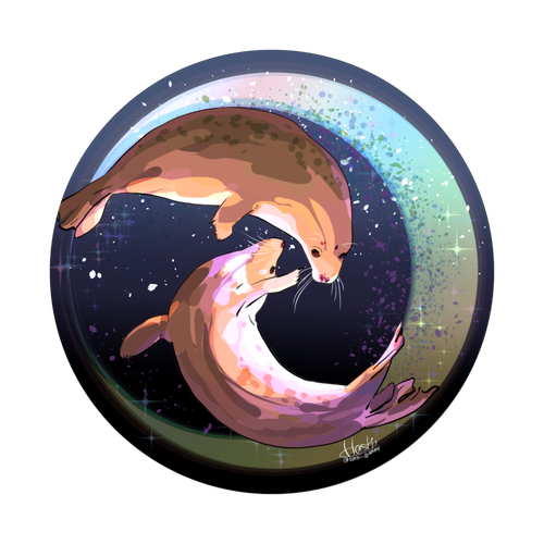 Seals dancing in the moonlit night クリアバッジ