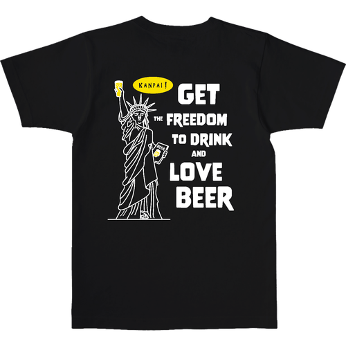 自由の女神×BEER 白メッセージ バックプリント | オープンエンド マックスウェイト Tシャツ オープンエンド マックスウェイト Tシャツ