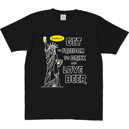 自由の女神×BEER 袋文字白メッセージ | オープンエンド マックスウェイト Tシャツ オープンエンド マックスウェイト Tシャツ