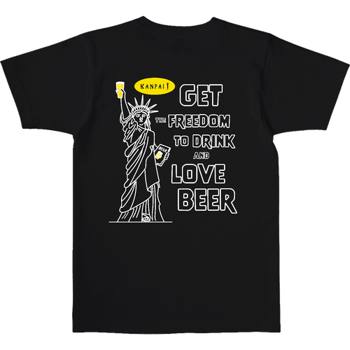 自由の女神×BEER 袋文字白メッセージ バックプリント | オープンエンド マックスウェイト Tシャツ オープンエンド マックスウェイト Tシャツ