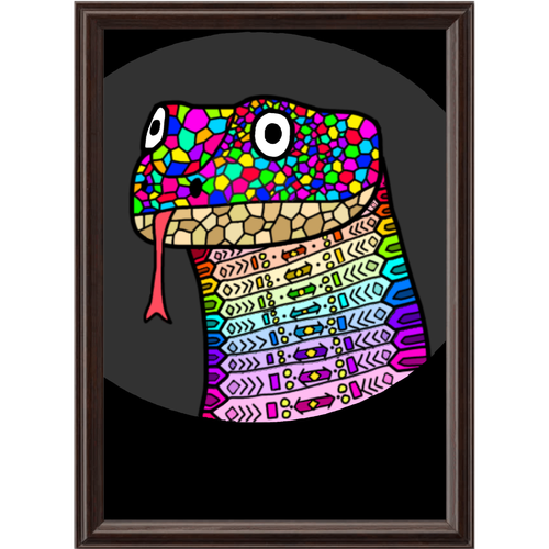 虹色ヘビ アートデザインパネル (A4 キャンバス)