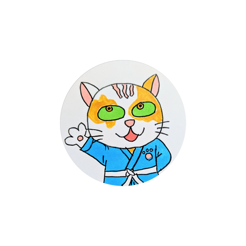 柔術キャット ホワイトフレークシール（円型16枚）160×160mm