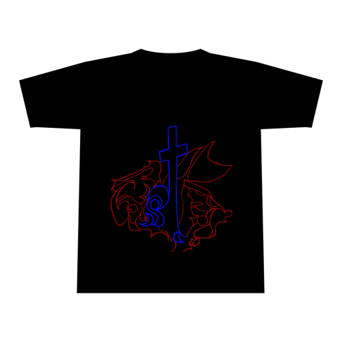 赤と青の旋律 全面インクジェットTシャツ(XL)