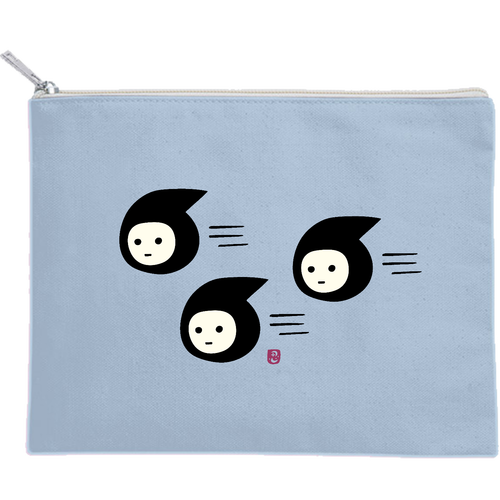 しのび三連星 キャンバスフラットポーチ（M）【白プリント有】