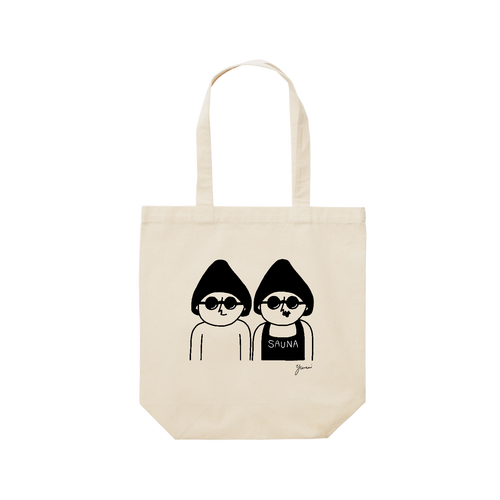 SAUNA TIME(白抜きタイプ) レギュラーキャンバストートバッグ(M) (フルカラー転写プリント)