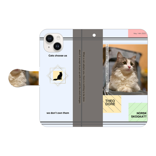機種、写真、文字の差し替え対応手帳型スマホケース iPhone15 手帳型スマホケース