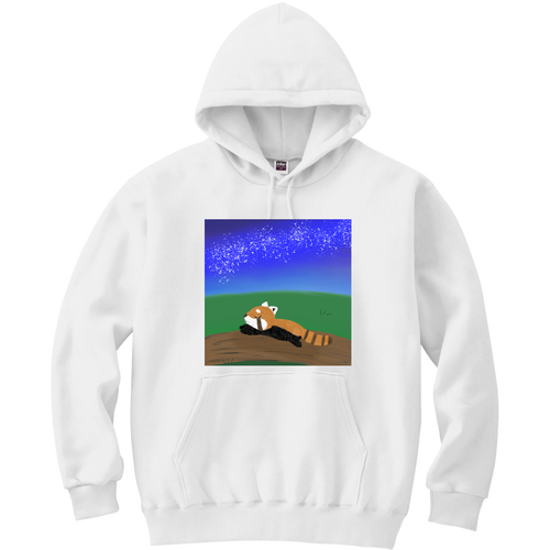 むにゃむにゃレッサーパンダ/夜空・動物 軽量プルパーカー (長袖プリント)