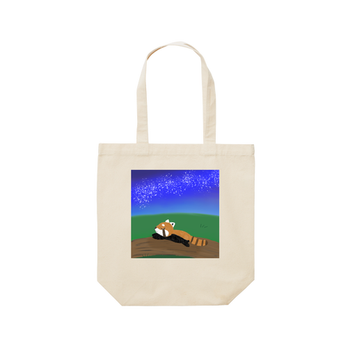 むにゃむにゃレッサーパンダ/夜空・動物 レギュラーキャンバストートバッグ(M) (フルカラー転写プリント)