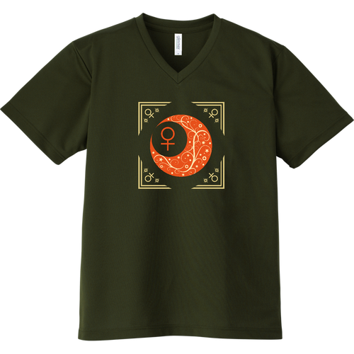 オリエンタルな月と金星と。ー金星額Ver. ／VネックT ドライVネックTシャツ