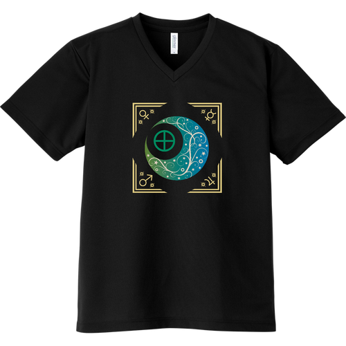 オリエンタルな月と惑星と地球と。／VネックT ドライVネックTシャツ
