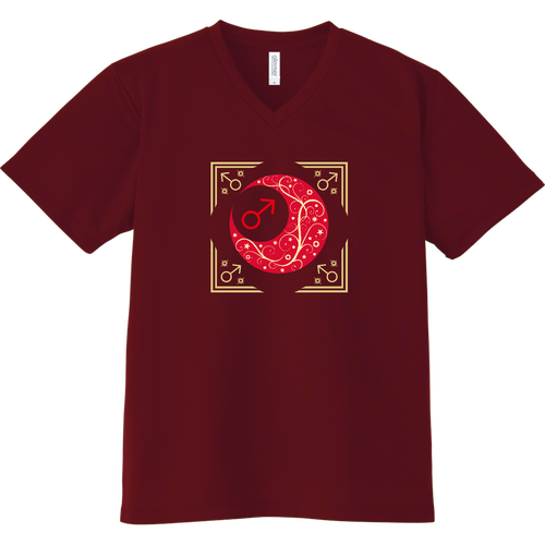 オリエンタルな月と火星と。ー火星額Ver.／VネックT ドライVネックTシャツ