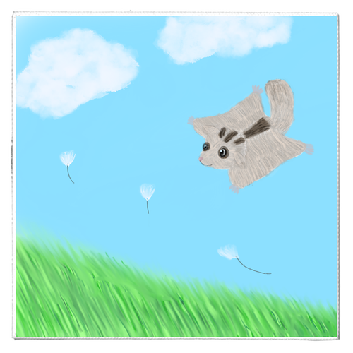 風に乗って/モモンガ・春モチーフ テキスタイルピクチャーボード（S）