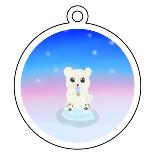 アイス大好きくまさん アクリルキーホルダー　丸型 (6cm)