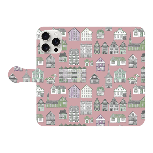 かわいいおうち(pink)/iPhone手帳型ケース iPhone16 Pro Max 手帳型スマホケース