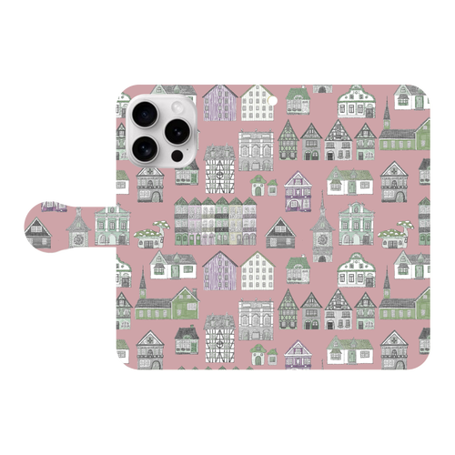 かわいいおうち(pink)/iPhone手帳型ケース iPhone16 Pro 手帳型スマホケース
