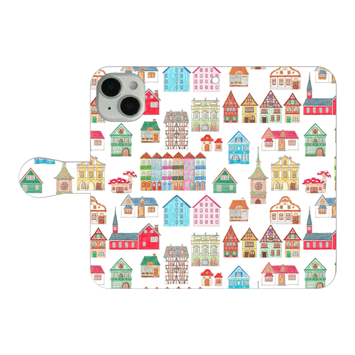 かわいいおうち(mix)/iPhone手帳型ケース iPhone14 手帳型スマホケース