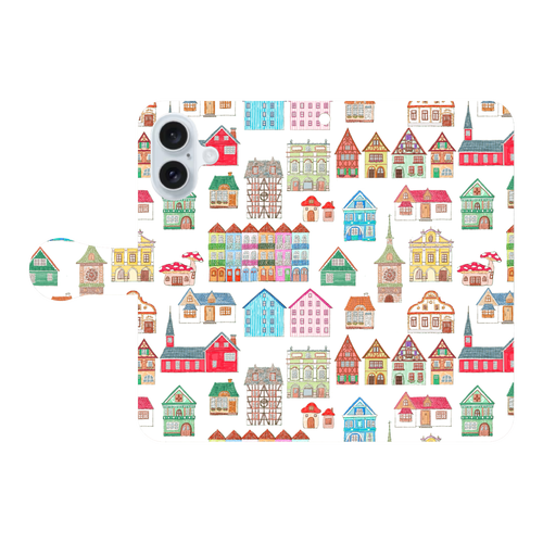 かわいいおうち(mix)/iPhone手帳型ケース iPhone16 手帳型スマホケース