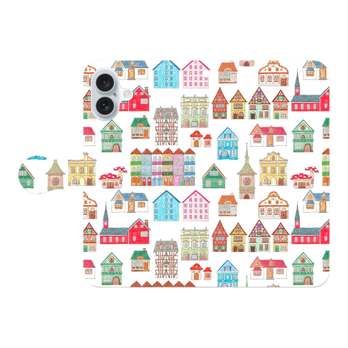 かわいいおうち(mix)/iPhone手帳型ケース iPhone16 Plus 手帳型スマホケース