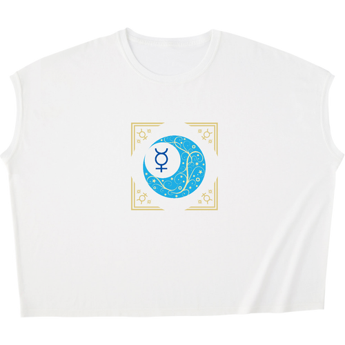 オリエンタルな月と水星と。ー水星額Ver.／ノースリーブT スリーブレス ワイド Tシャツ