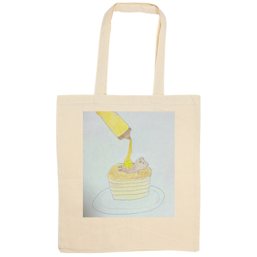 ホットケーキくま　厚手コットンバックL 厚手コットンバッグ（L)