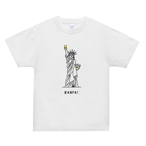 自由の女神×BEER 黒線画 | スーパーヘビーＴシャツ スーパーヘビーＴシャツ