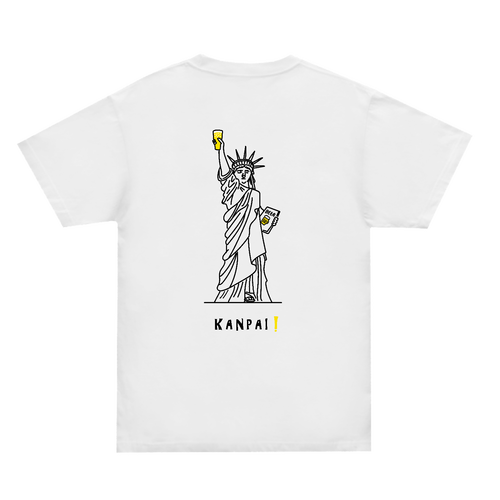 自由の女神×BEER 黒線画 バックプリント | スーパーヘビーＴシャツ スーパーヘビーＴシャツ