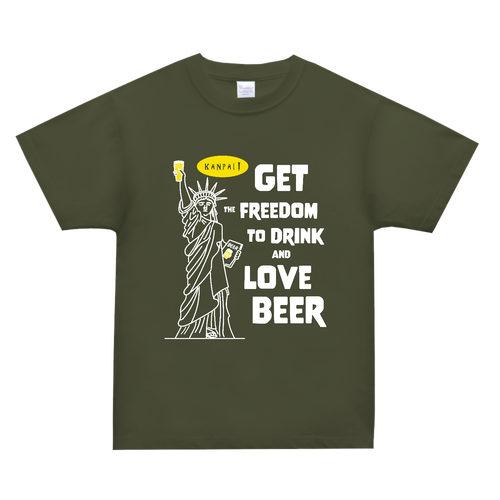 自由の女神×BEER 白メッセージ | スーパーヘビーＴシャツ スーパーヘビーＴシャツ