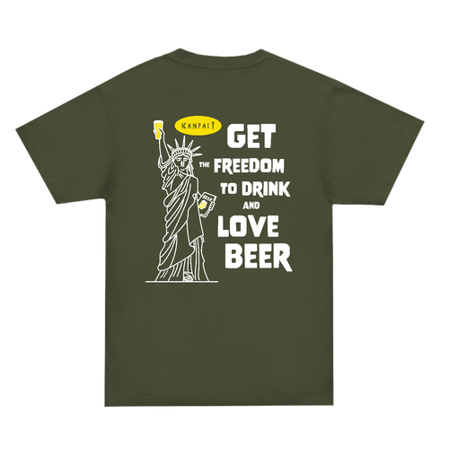 自由の女神×BEER 白メッセージ バックプリント | スーパーヘビーＴシャツ スーパーヘビーＴシャツ