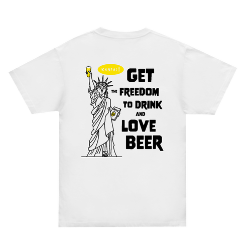 自由の女神×BEER 黒メッセージ バックプリント | スーパーヘビーＴシャツ スーパーヘビーＴシャツ