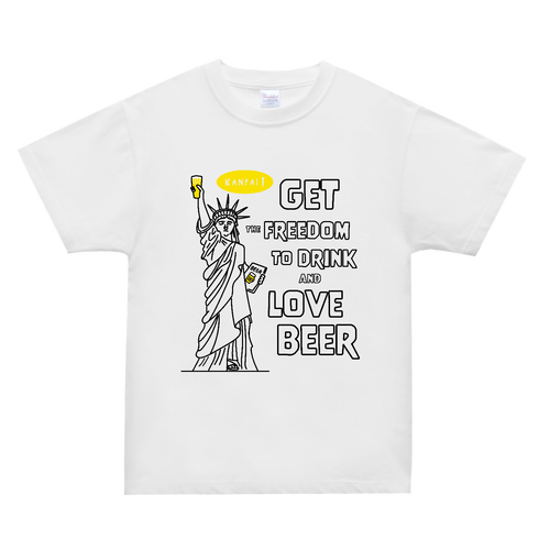 自由の女神×BEER 袋文字黒メッセージ | スーパーヘビーＴシャツ スーパーヘビーＴシャツ