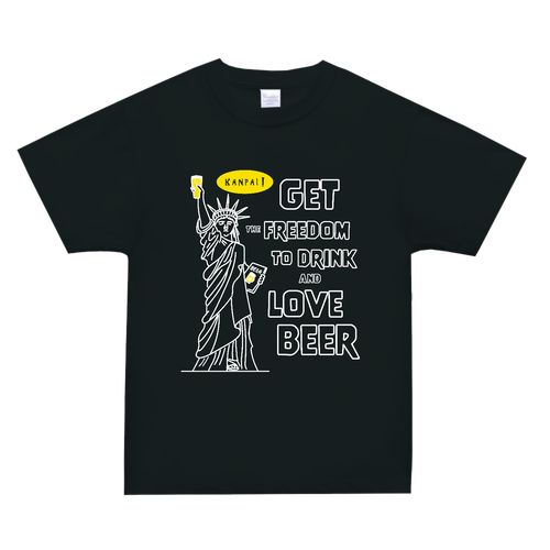 自由の女神×BEER 袋文字白メッセージ | スーパーヘビーＴシャツ スーパーヘビーＴシャツ