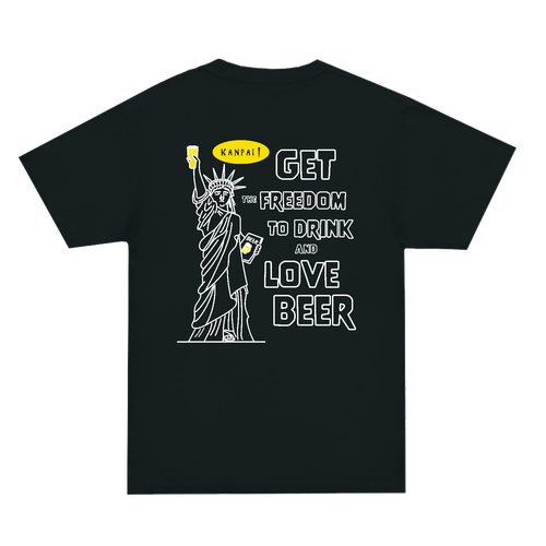 自由の女神×BEER 袋文字白メッセージ バックプリント | スーパーヘビーＴシャツ スーパーヘビーＴシャツ