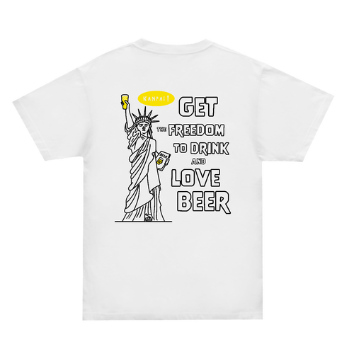 自由の女神×BEER 袋文字黒メッセージ バックプリント | スーパーヘビーＴシャツ スーパーヘビーＴシャツ